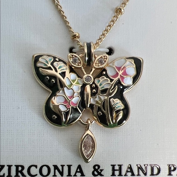 Piper K | Black Butterfly Necklace w/ Cubic Zirconia - Picture 7 of 8